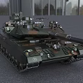 Modern Military Tank With Camouflage Paint Gun Barrel And Tracks