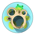 Fun Outdoor Children's Play Structure With Circular Platform Slide Railings And Frog Decoration