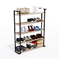 Practical Multi Tier Shoe Rack With Metal Frame Wooden Shelves For Shoes Storage
