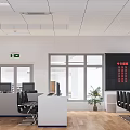 Modern Government Service Hall Interior With Large Screens Service Counter And Computers