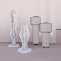 Modern Floor Lamps with Wavy and Geometric Wire Structures in Minimalist Interior 3d model