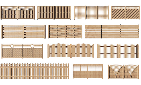 Modern fence combination 3d model