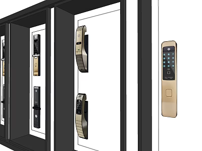 Different Styles Of Smart Door Locks With Digital Keypads And Handles 3d model