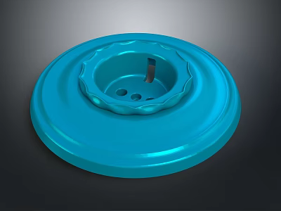 Blue Circular Object With Grooves And Holes On Dark Background 3d model