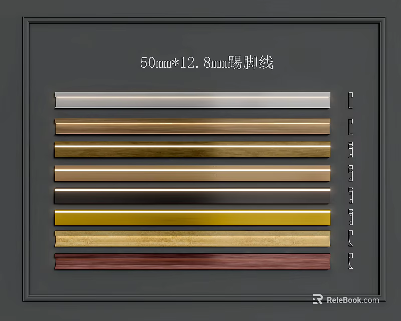 50mm by 12.8mm Skirting Boards Various Colors Sample Display for Decoration 3d model 