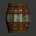 Vintage Wooden Barrel With Red Stripes For Home Decor And Storage