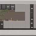 Modern White Wine Cabinet With Glass Doors LED Lighting And Marble Backdrop