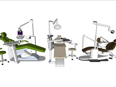Dental Medical Equipment with Dental Chairs Operating Lights and Instrument Tables 3d model
