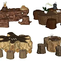 New Chinese Tea Table Root Carving Tea Table 3d model