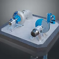 Mechanical Equipment Setup With Turbo Components Blue Machinery Parts And Industrial Platform Base
