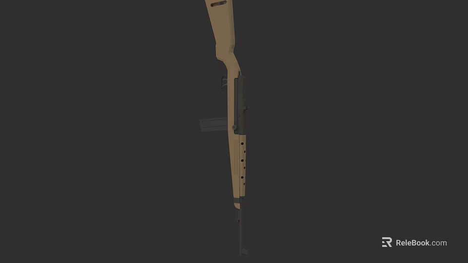 Tactical Military Rifle With Wooden Stock Black Barrel And Detachable Magazine 3d model 