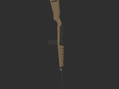 Tactical Military Rifle With Wooden Stock Black Barrel And Detachable Magazine 3d model
