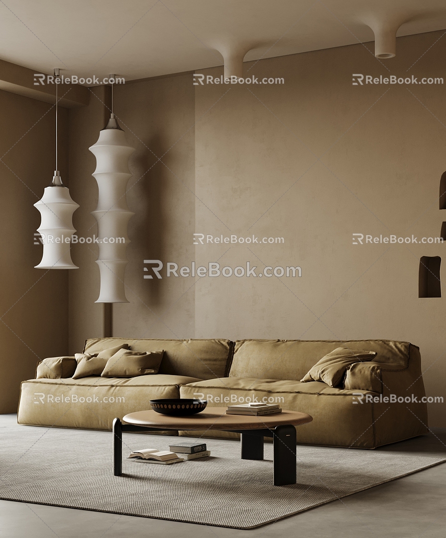 Sofa Coffee Table Sofa Coffee Table Multi-Person Sofa Sofa Chandelier Coffee Table Carpet Chandelier 3d model