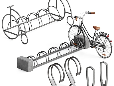 Modern gardening sketch bicycle parking street courtyard 3d model