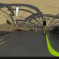 Well Lit Parking Garage With Parked Cars Directional Arrows Orange Cones And Pillars