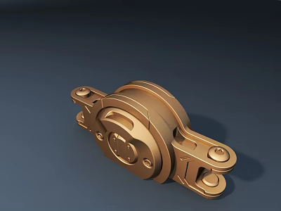 Golden Metal Door Handle With Modern Decorative Design For Home Furniture 3d model