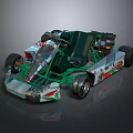 Racing Go Kart With Green Frame White Body Open Design And Logos