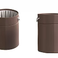 Two Brown Leather Storage Baskets With Handles And Lined Interior For Home Organization 3d model