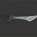 Intricate Fantasy Sword With Blue Decorative Handle And Shiny Silver Blade