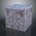 Stylish Cube Shaped Sofa Stool With Stone Texture Surface And Modern Home Decor Design 3d model