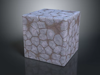 Stylish Cube Shaped Sofa Stool With Stone Texture Surface And Modern Home Decor Design 3d model