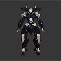 Futuristic Humanoid Mechanical Robot Character With Blue Armor Gold Accents And Shoulder Plates Design
