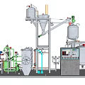 Industrial Equipment with Vertical Tanks Pipes Valves and Control Panel for Processing