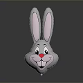 Cute Cartoon Rabbit Head Balloon With Pink Ears And Red Nose For Kids