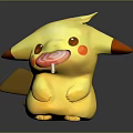 Cute Yellow Cartoon Doll With Red Ears Blush Cheeks Holding Lollipop