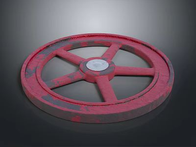 Automotive Parts Red Spoke Wheel With Central Hub And Durable Construction 3d model
