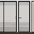 Modern Interior Swing Door With Glass Panel And Black Frame Minimalist Design