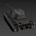 Military Vintage Tank With Long Cannon Tracks And Heavy Metal Armor Design 3d model