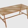 Modern Office Desk With Golden Mesh Top And Crossed Metal Legs Design