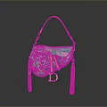 Vibrant Green Handbag With Decorative Floral Patterns Pink Handle And Tassels