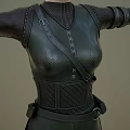 3D Character In Black Leather Outfit With Belt Boots And Outstretched Arms Pose