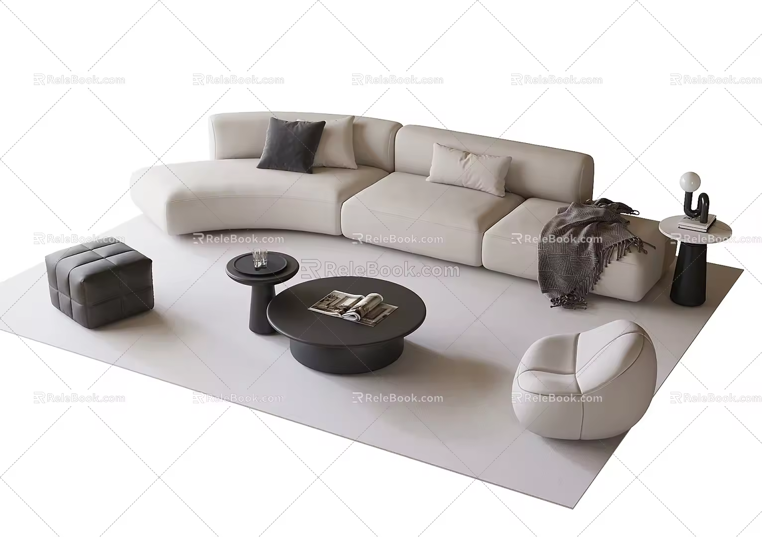 Modern sofa coffee table combination 3d model