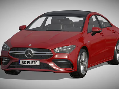 Red Mercedes Coupe With Black Roof Modern Front Design And Alloy Wheels 3d model
