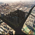 Urban Aerial Planning With Modern High Rise Buildings And Green Spaces