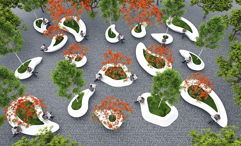 Modern Tree Pond Tree Pond Landscape Seat Flower Table Flower Beds Landscape Tree Pond Special-shaped Planting Pool Park Public Bench Outdoor Bench 3d model