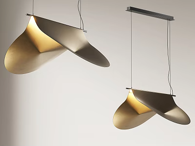 Modern Gold Curved Pendant Lights With Warm Glow For Interior Design 3d model