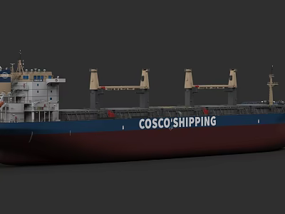 COSCO SHIPPING Cargo Ship with Three Cranes for Maritime Transport 3d model