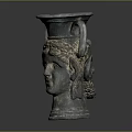 Antique Bronze Furniture Decorative Ornament With Double Handles And Face Carving Design