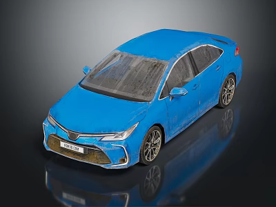 Blue Toyota Corolla Sedan with Matte Finish Black Alloy Wheels and Modern Exterior Design 3d model