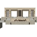Classic Stone Entrance Gate Design With Steps Lanterns And Decorative Elements 3d model