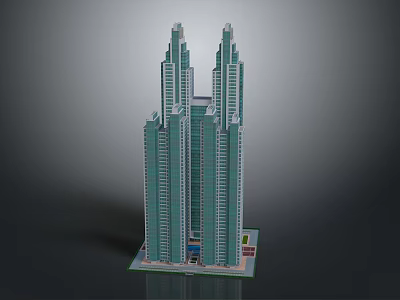 Modern Twin High Rise Office Buildings With Sleek Glass Facade And Contemporary Design 3d model