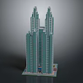 Modern Twin High Rise Office Buildings With Sleek Glass Facade And Contemporary Design