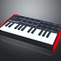 MIDI Keyboard Electronic Musical Instrument With Red Accent Design Black White Keys And Control Knobs 3d model