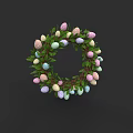 Decorative Wreath Ornament Set with Colorful Eggs and Green Leaves for Home Decoration