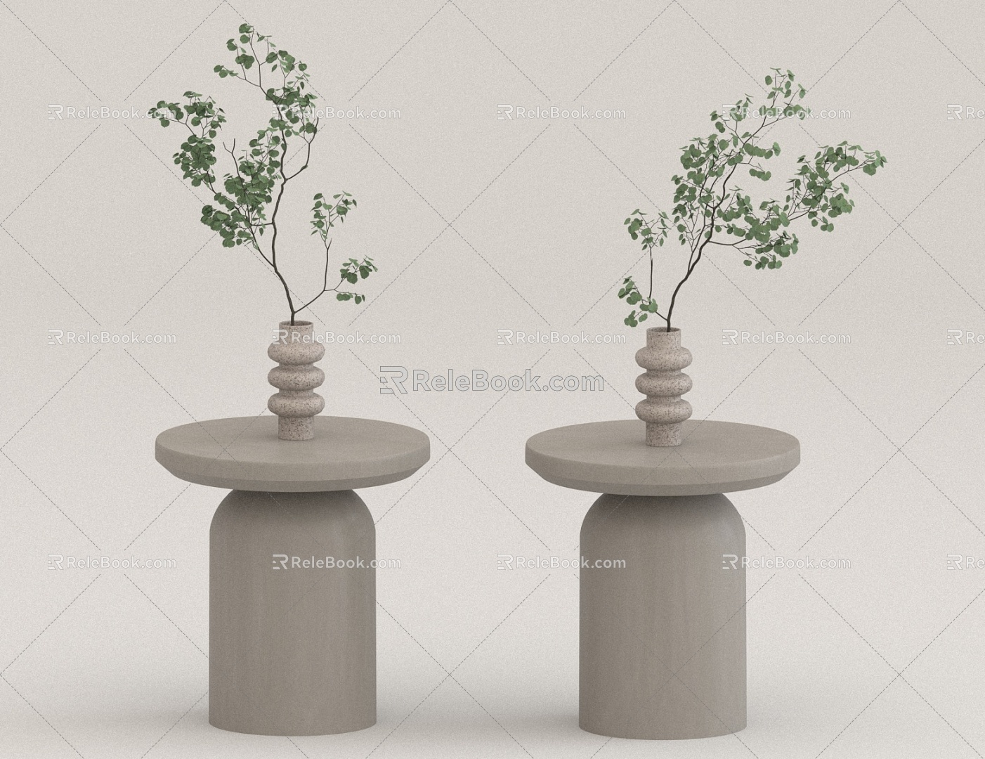 Side a few potted plant ornaments 3d model