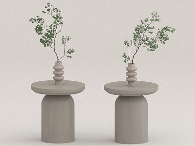 Side a few potted plant ornaments 3d model